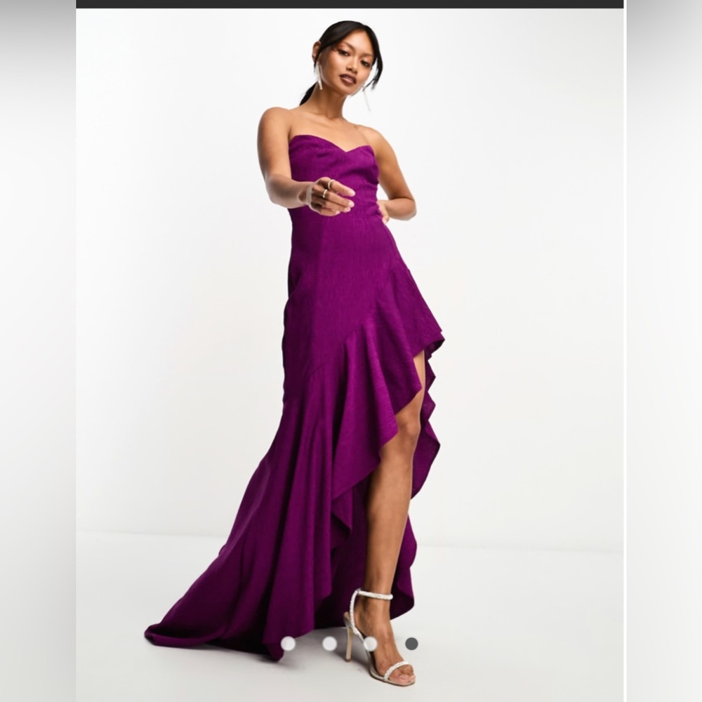 Asos Design Elegant Purple Strapless Evening Gown